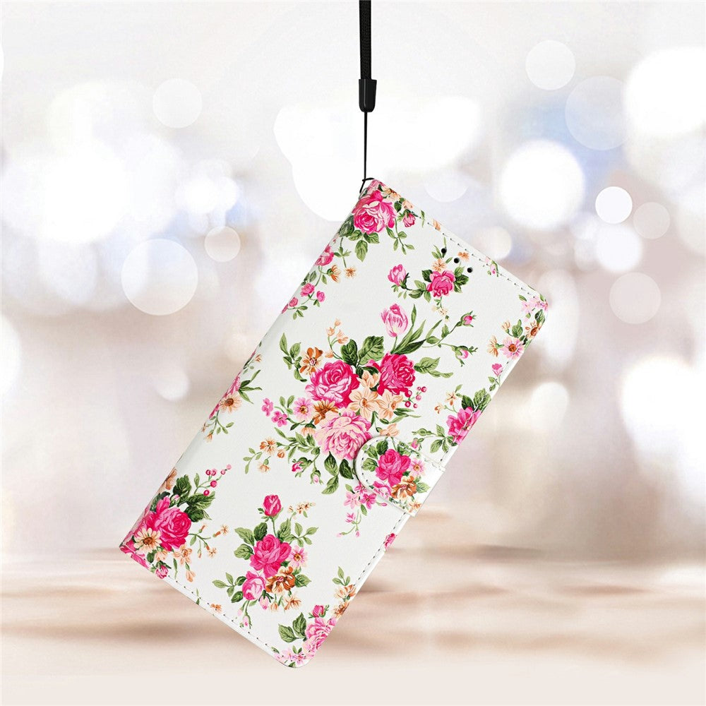 For Xiaomi Redmi Note 15 Pro 5G (Global) Wallet Case PU Leather Pattern Printing Stand Phone Cover with Strap - Red Flowers