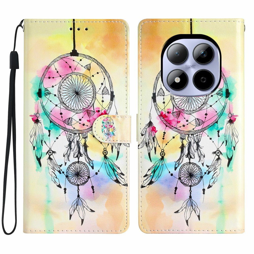 For Xiaomi Redmi Note 15 Pro 5G (Global) Wallet Case PU Leather Pattern Printing Stand Phone Cover with Strap - Wind Chime