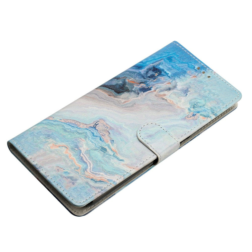 For Xiaomi Redmi Note 15 Pro 5G (Global) Wallet Case PU Leather Pattern Printing Stand Phone Cover with Strap - Blue Marble