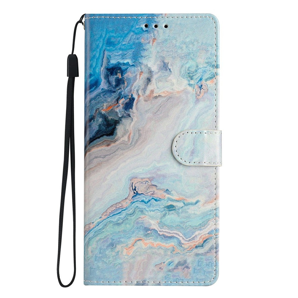 For Xiaomi Redmi Note 15 Pro 5G (Global) Wallet Case PU Leather Pattern Printing Stand Phone Cover with Strap - Blue Marble