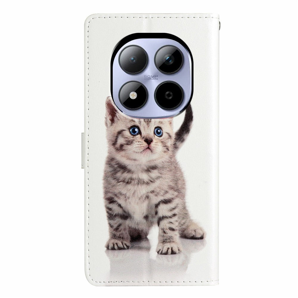 For Xiaomi Redmi Note 15 Pro 5G (Global) Wallet Case PU Leather Pattern Printing Stand Phone Cover with Strap - Cute Cat