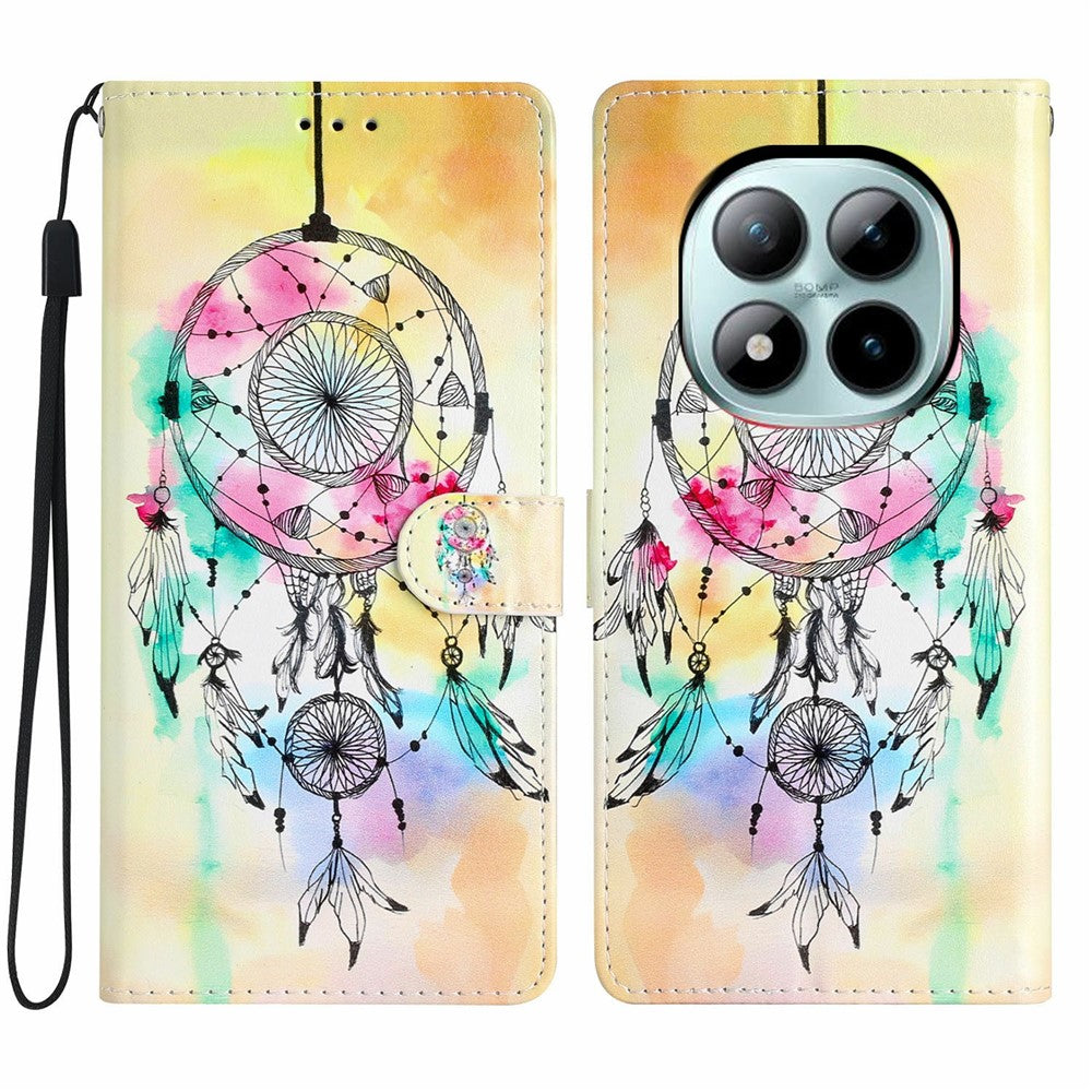 For Xiaomi Poco M8 Pro 5G / Redmi Note 15 Pro+ 5G (Global) Wallet Case PU Leather Pattern Printing Stand Phone Cover with Strap - Wind Chime