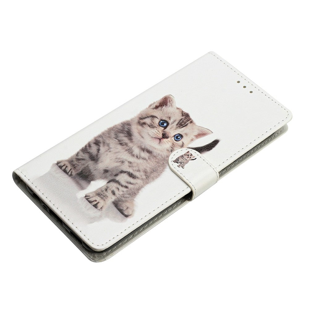 For Xiaomi Poco M8 Pro 5G / Redmi Note 15 Pro+ 5G (Global) Wallet Case PU Leather Pattern Printing Stand Phone Cover with Strap - Cute Cat