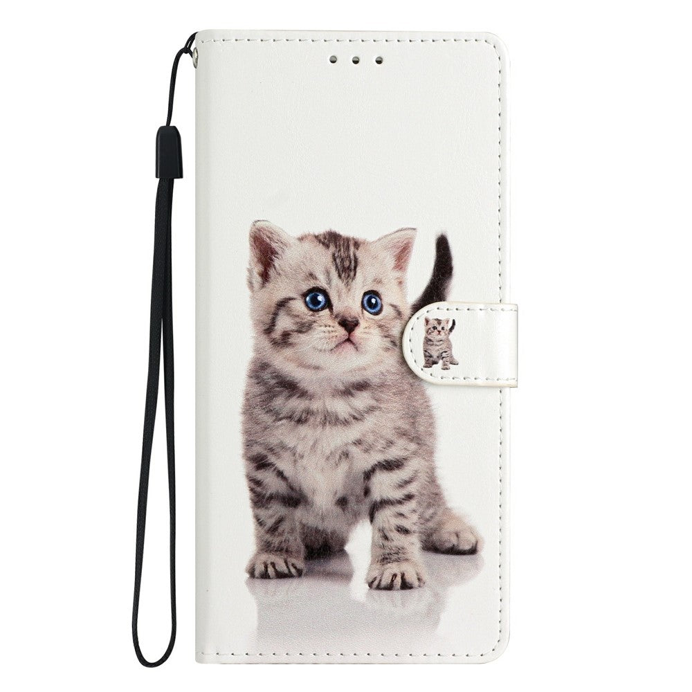For Xiaomi Poco M8 Pro 5G / Redmi Note 15 Pro+ 5G (Global) Wallet Case PU Leather Pattern Printing Stand Phone Cover with Strap - Cute Cat