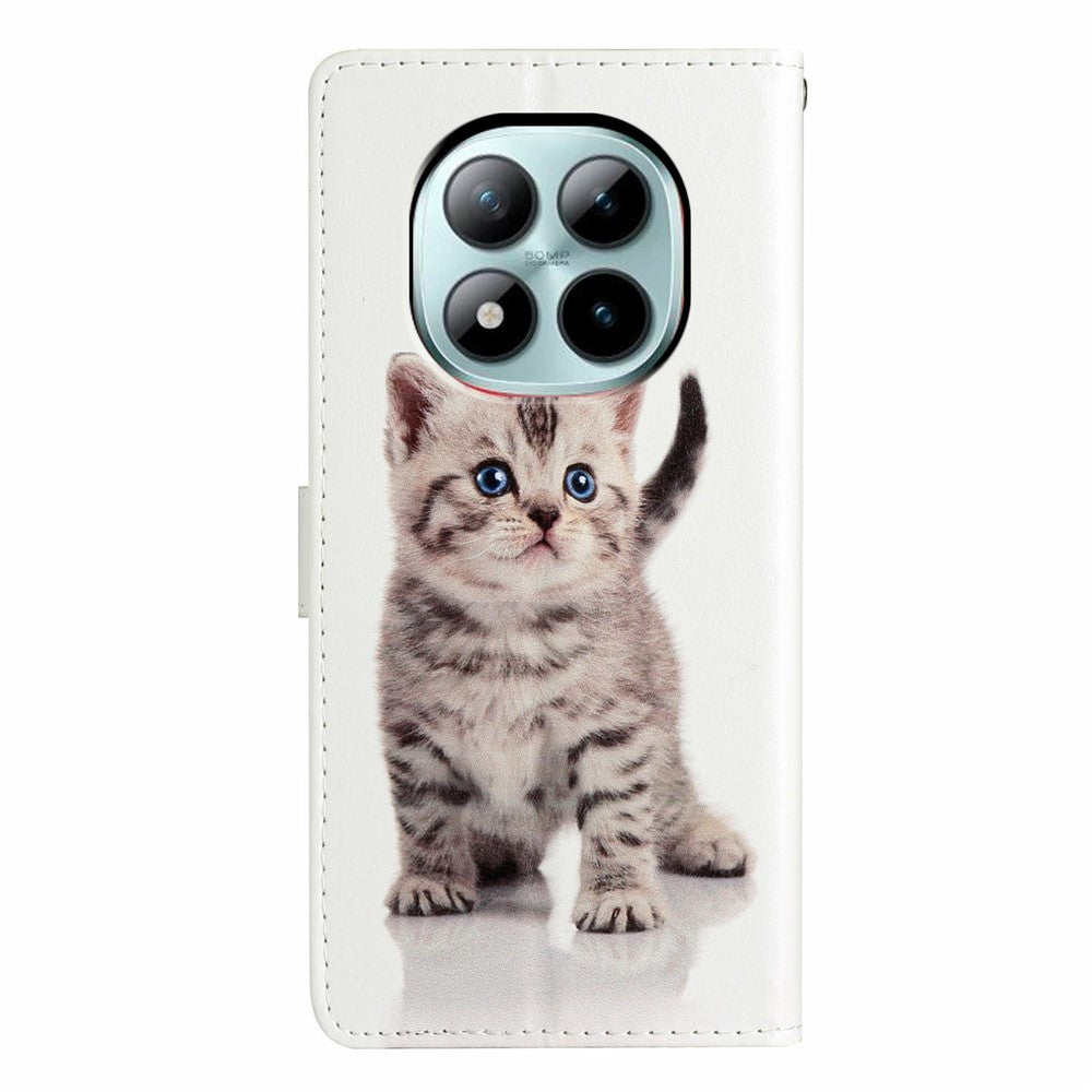 For Xiaomi Poco M8 Pro 5G / Redmi Note 15 Pro+ 5G (Global) Wallet Case PU Leather Pattern Printing Stand Phone Cover with Strap - Cute Cat