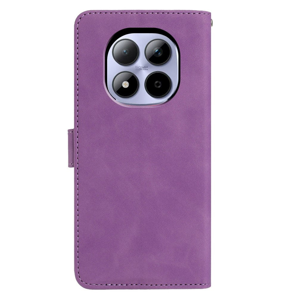 For Xiaomi Redmi Note 15 Pro 5G (Global) Case Butterfly Flower Imprinted PU Leather Wallet Stand Phone Cover - Purple