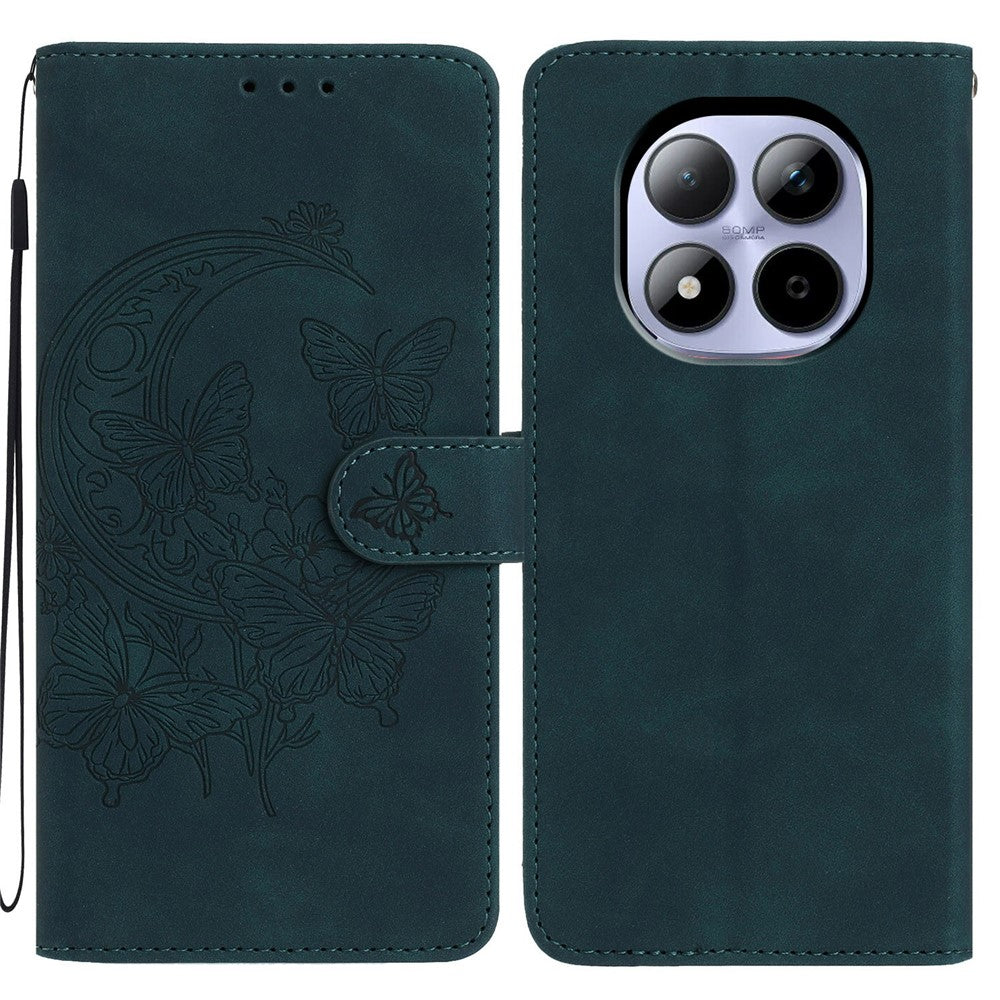 For Xiaomi Redmi Note 15 Pro 5G (Global) Case Butterfly Flower Imprinted PU Leather Wallet Stand Phone Cover - Green