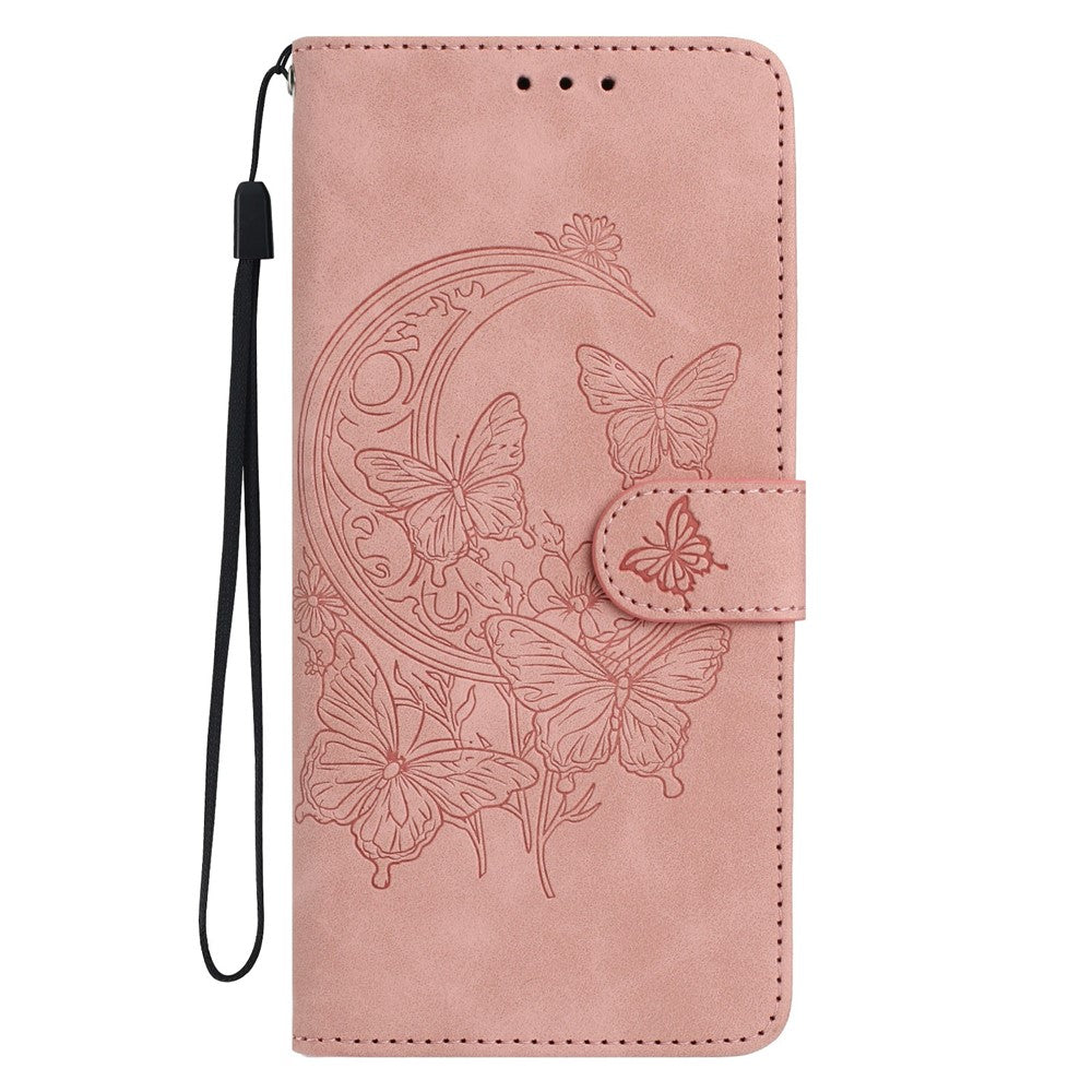 For Xiaomi Redmi Note 15 Pro 5G (Global) Case Butterfly Flower Imprinted PU Leather Wallet Stand Phone Cover - Rose Gold