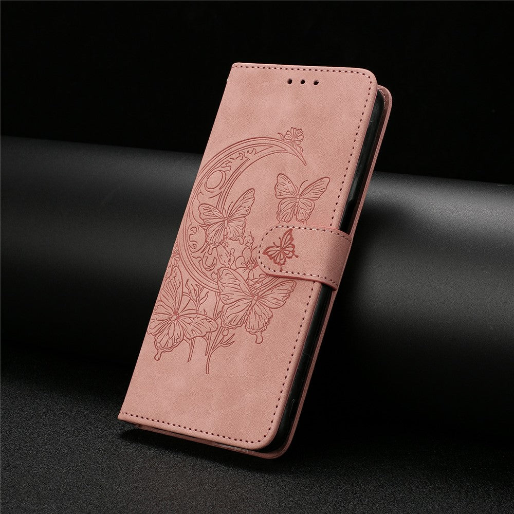 For Xiaomi Redmi Note 15 Pro 5G (Global) Case Butterfly Flower Imprinted PU Leather Wallet Stand Phone Cover - Rose Gold