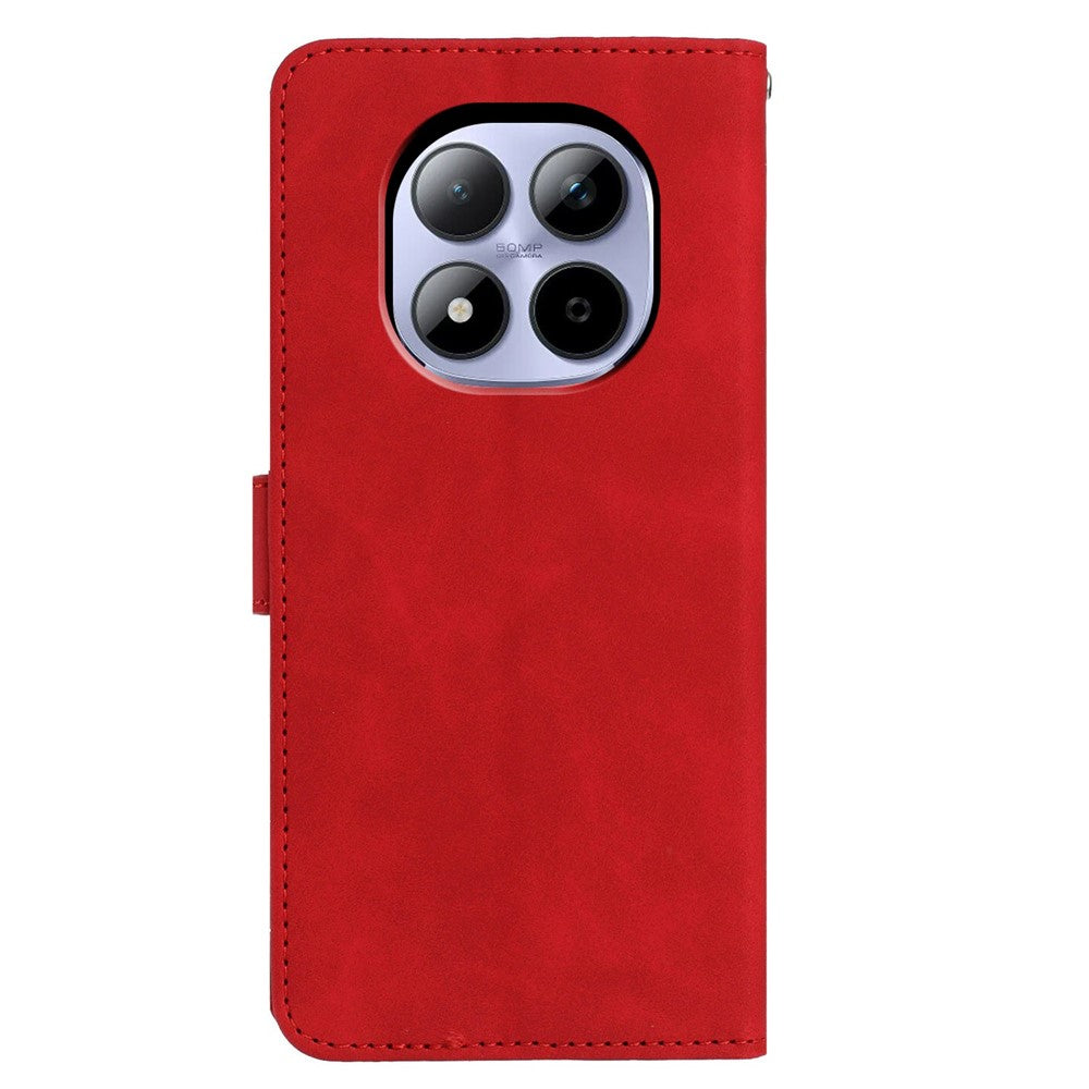 For Xiaomi Redmi Note 15 Pro 5G (Global) Case Butterfly Flower Imprinted PU Leather Wallet Stand Phone Cover - Red