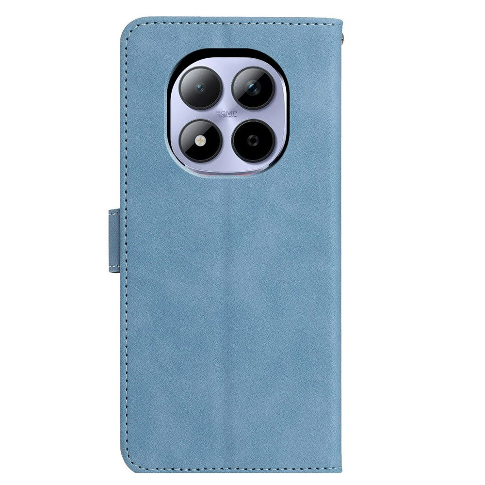 For Xiaomi Redmi Note 15 Pro 5G (Global) Case Butterfly Flower Imprinted PU Leather Wallet Stand Phone Cover - Sky Blue