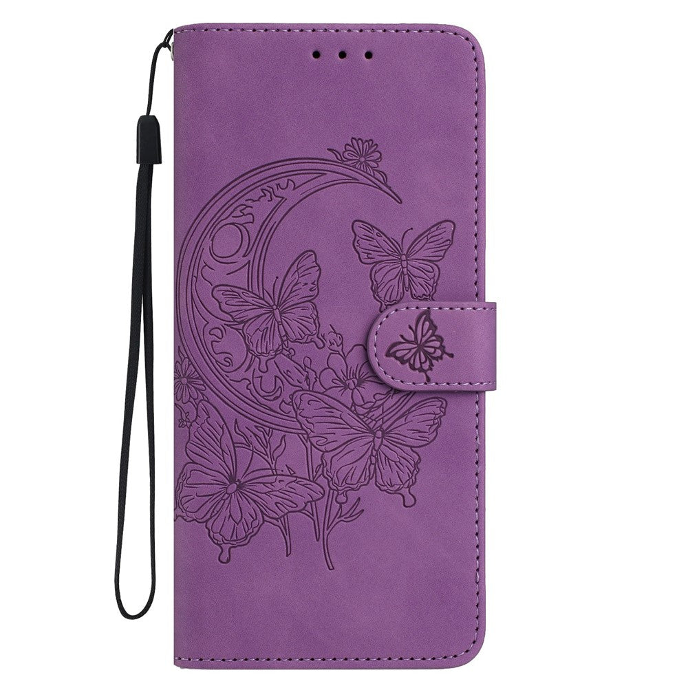 For Xiaomi Poco M8 Pro 5G / Redmi Note 15 Pro+ 5G (Global) Case Butterfly Flower Imprinted PU Leather Wallet Stand Phone Cover - Purple