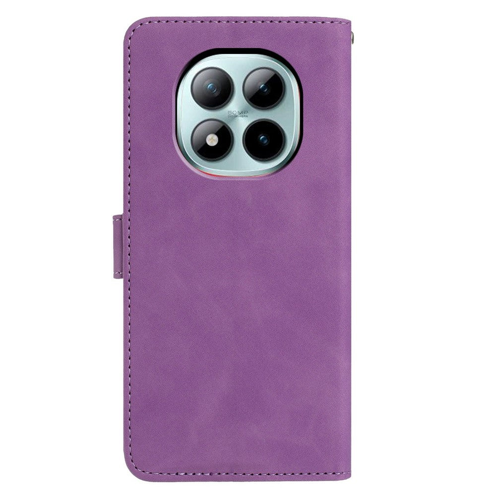For Xiaomi Poco M8 Pro 5G / Redmi Note 15 Pro+ 5G (Global) Case Butterfly Flower Imprinted PU Leather Wallet Stand Phone Cover - Purple
