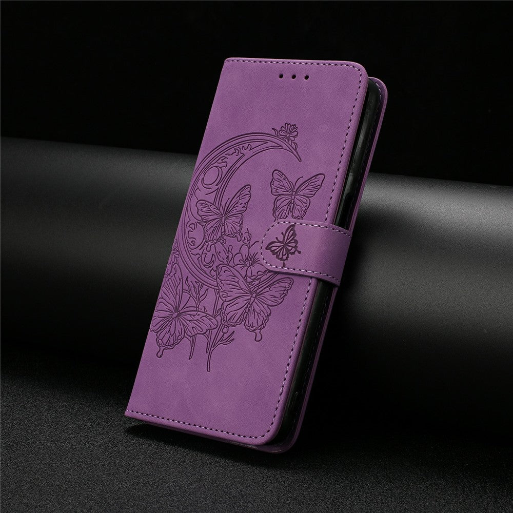 For Xiaomi Poco M8 Pro 5G / Redmi Note 15 Pro+ 5G (Global) Case Butterfly Flower Imprinted PU Leather Wallet Stand Phone Cover - Purple