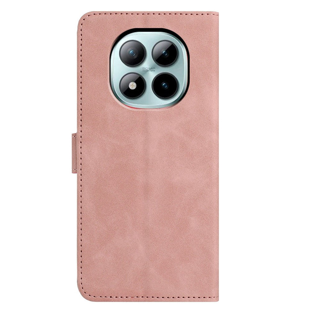 For Xiaomi Poco M8 Pro 5G / Redmi Note 15 Pro+ 5G (Global) Case Butterfly Flower Imprinted PU Leather Wallet Stand Phone Cover - Rose Gold