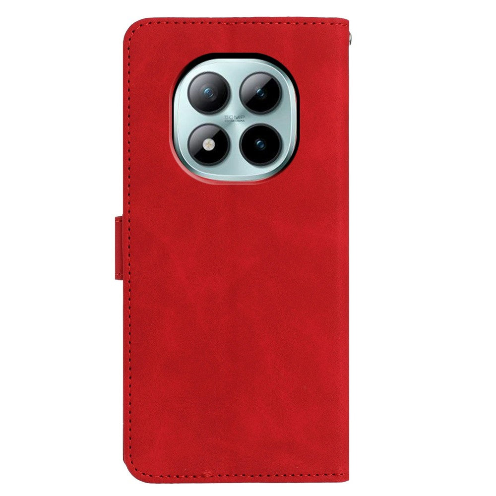 For Xiaomi Poco M8 Pro 5G / Redmi Note 15 Pro+ 5G (Global) Case Butterfly Flower Imprinted PU Leather Wallet Stand Phone Cover - Red