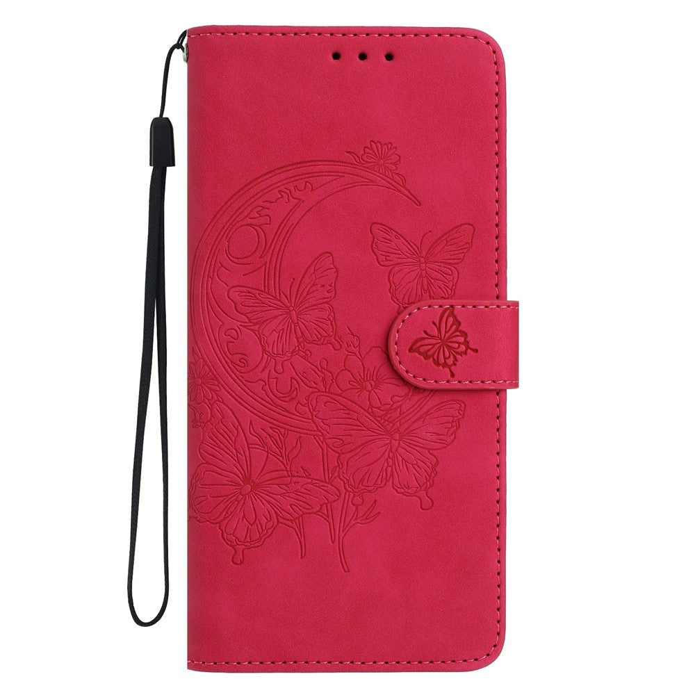 For Xiaomi Poco M8 Pro 5G / Redmi Note 15 Pro+ 5G (Global) Case Butterfly Flower Imprinted PU Leather Wallet Stand Phone Cover - Rose