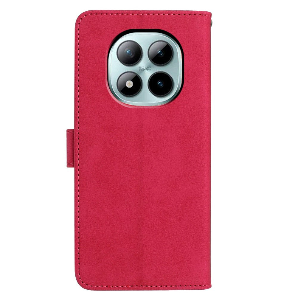 For Xiaomi Poco M8 Pro 5G / Redmi Note 15 Pro+ 5G (Global) Case Butterfly Flower Imprinted PU Leather Wallet Stand Phone Cover - Rose