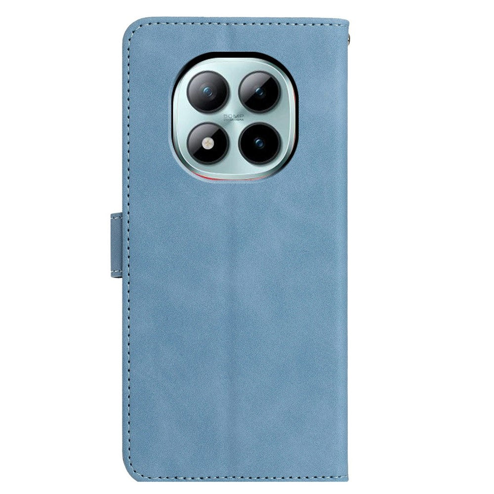 For Xiaomi Poco M8 Pro 5G / Redmi Note 15 Pro+ 5G (Global) Case Butterfly Flower Imprinted PU Leather Wallet Stand Phone Cover - Sky Blue