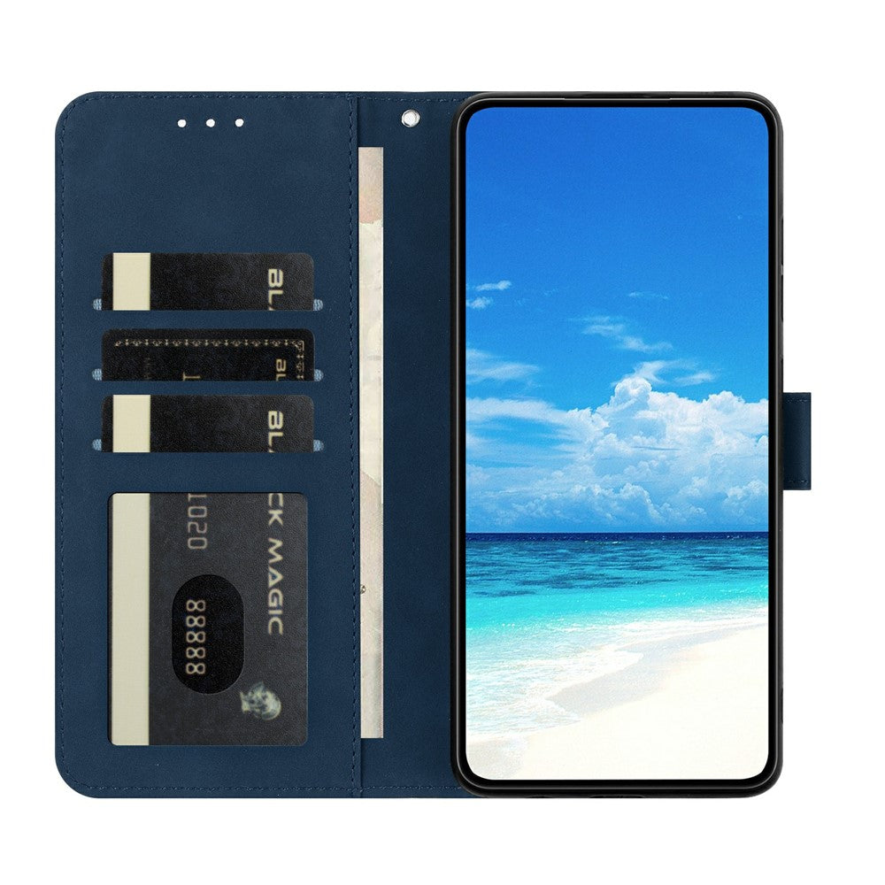 For Xiaomi Poco M8 Pro 5G / Redmi Note 15 Pro+ 5G (Global) Case Butterfly Flower Imprinted PU Leather Wallet Stand Phone Cover - Blue