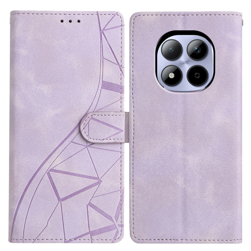 For Xiaomi Redmi Note 15 Pro 5G (Global) Case Wallet Stand Imprinted Triangle Pattern Leather Phone Flip Cover - Purple