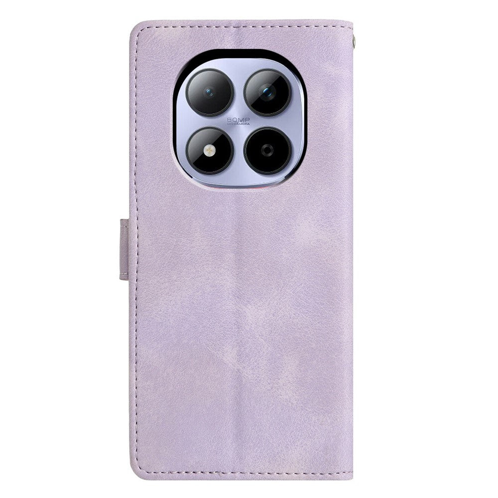 For Xiaomi Redmi Note 15 Pro 5G (Global) Case Wallet Stand Imprinted Triangle Pattern Leather Phone Flip Cover - Purple