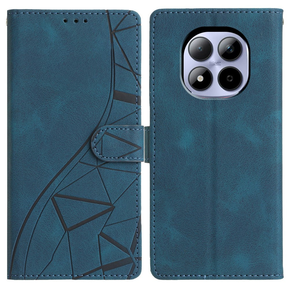 For Xiaomi Redmi Note 15 Pro 5G (Global) Case Wallet Stand Imprinted Triangle Pattern Leather Phone Flip Cover - Blue