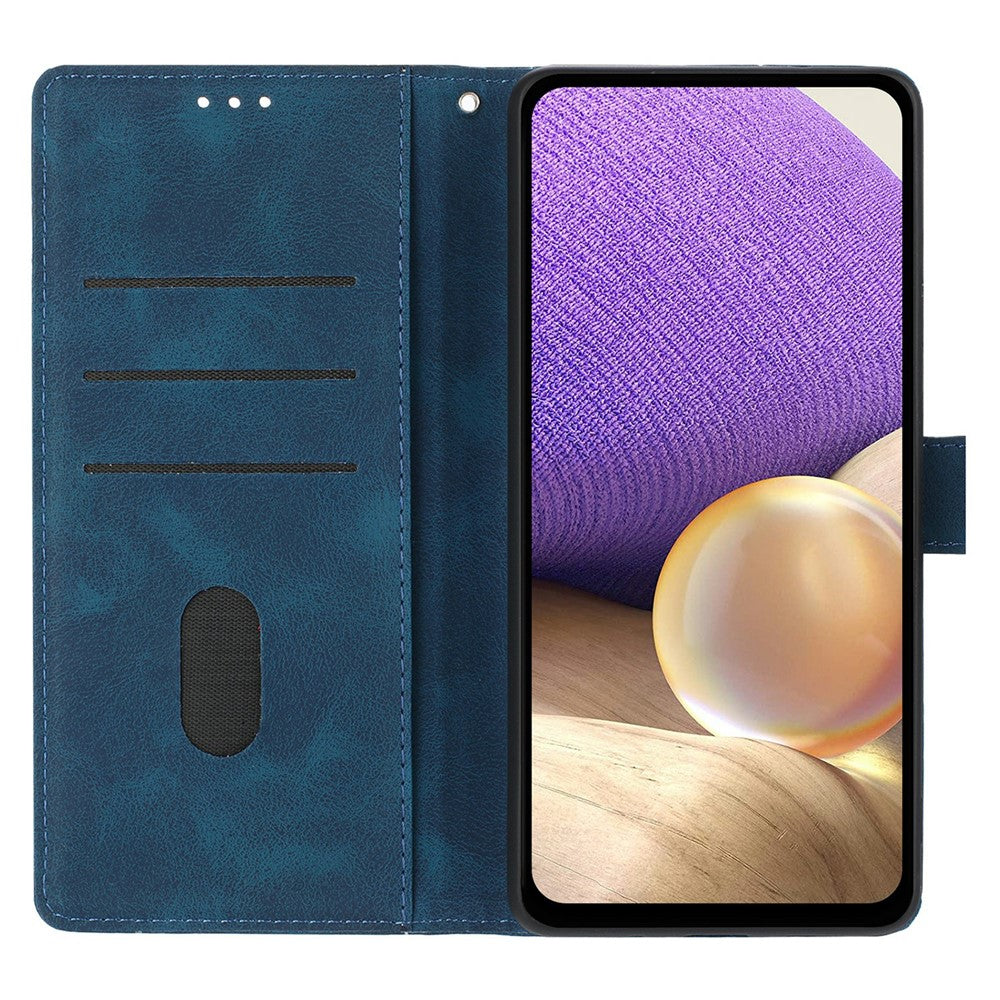 For Xiaomi Redmi Note 15 Pro 5G (Global) Case Wallet Stand Imprinted Triangle Pattern Leather Phone Flip Cover - Blue