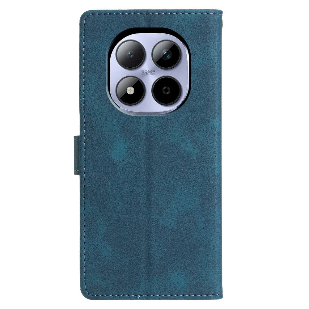 For Xiaomi Redmi Note 15 Pro 5G (Global) Case Wallet Stand Imprinted Triangle Pattern Leather Phone Flip Cover - Blue