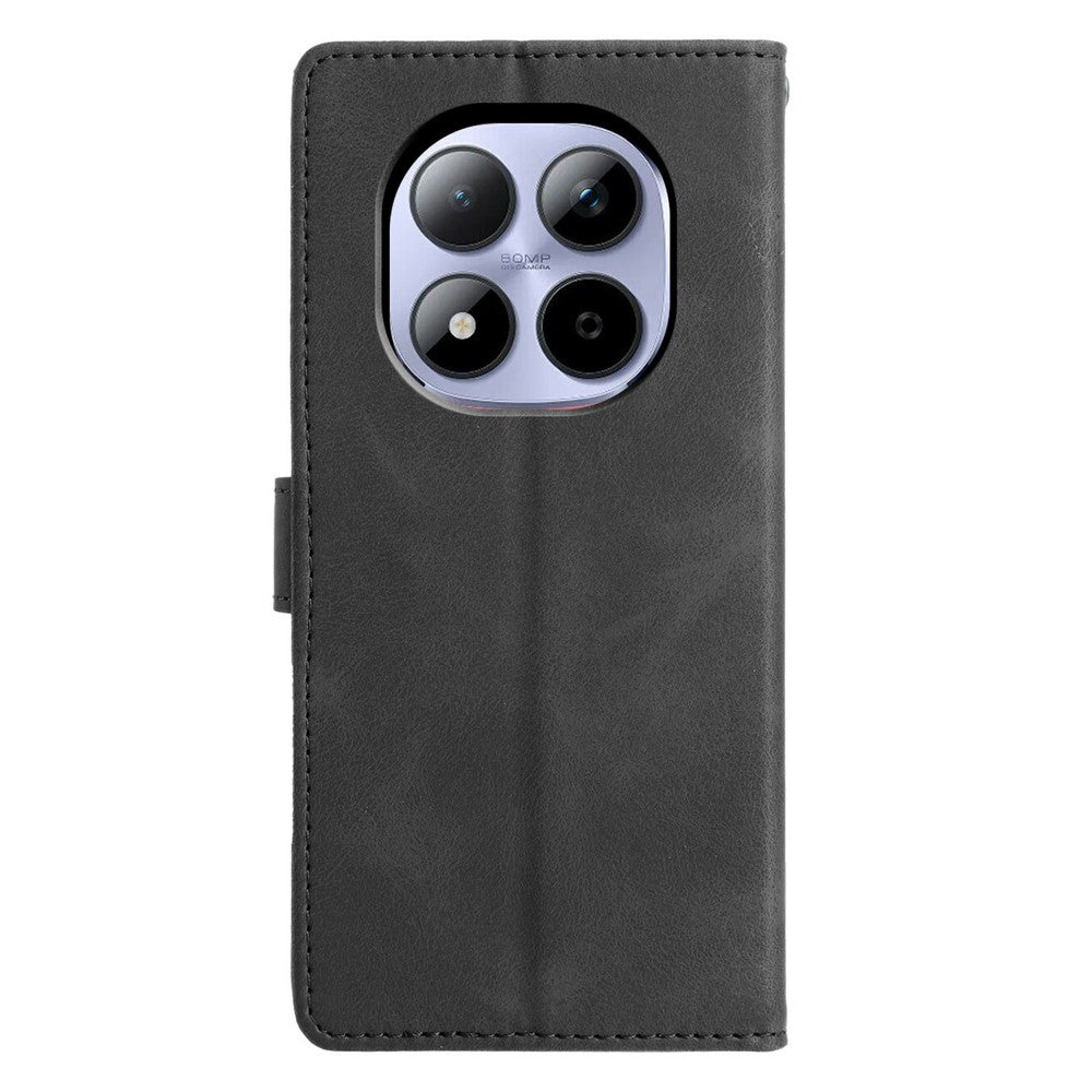 For Xiaomi Redmi Note 15 Pro 5G (Global) Case Wallet Stand Imprinted Triangle Pattern Leather Phone Flip Cover - Black
