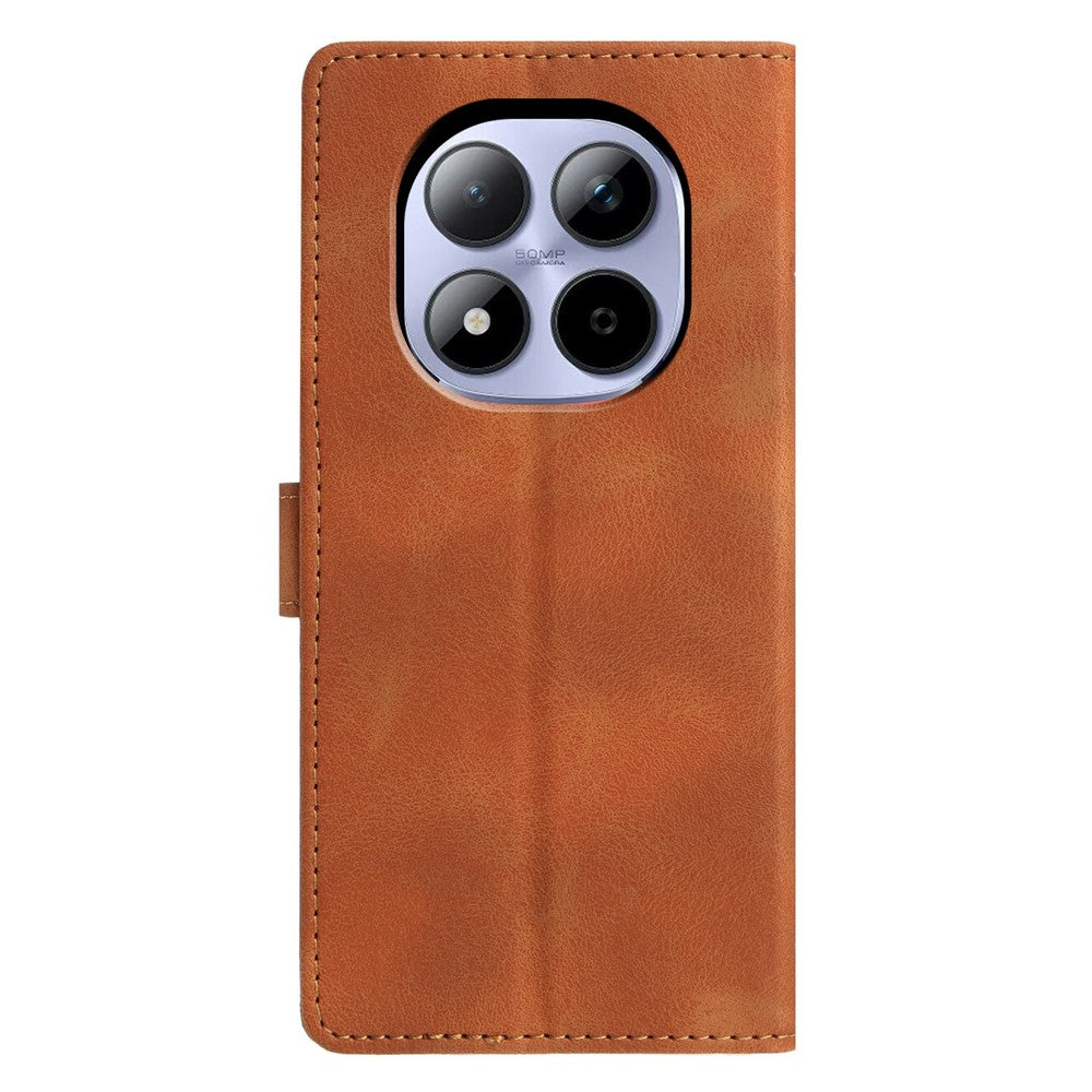 For Xiaomi Redmi Note 15 Pro 5G (Global) Case Wallet Stand Imprinted Triangle Pattern Leather Phone Flip Cover - Brown