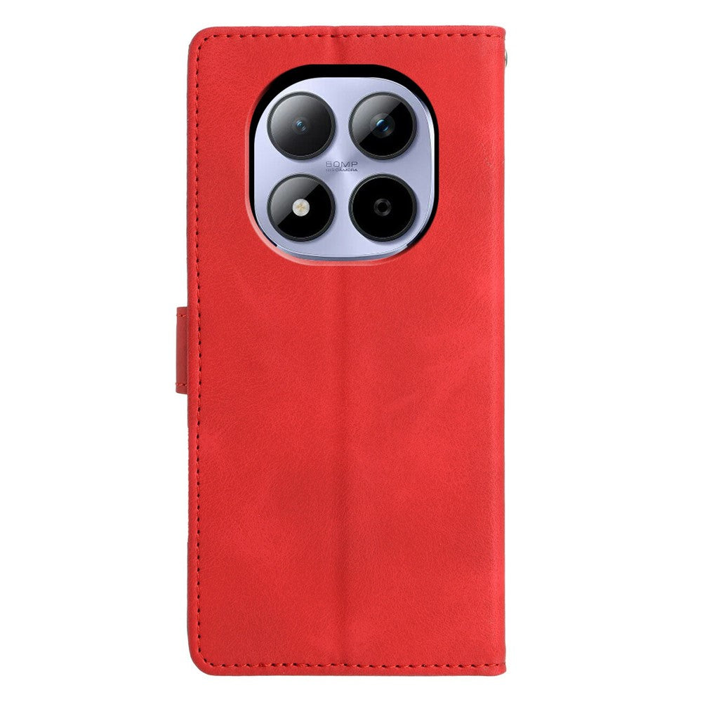 For Xiaomi Redmi Note 15 Pro 5G (Global) Case Wallet Stand Imprinted Triangle Pattern Leather Phone Flip Cover - Red