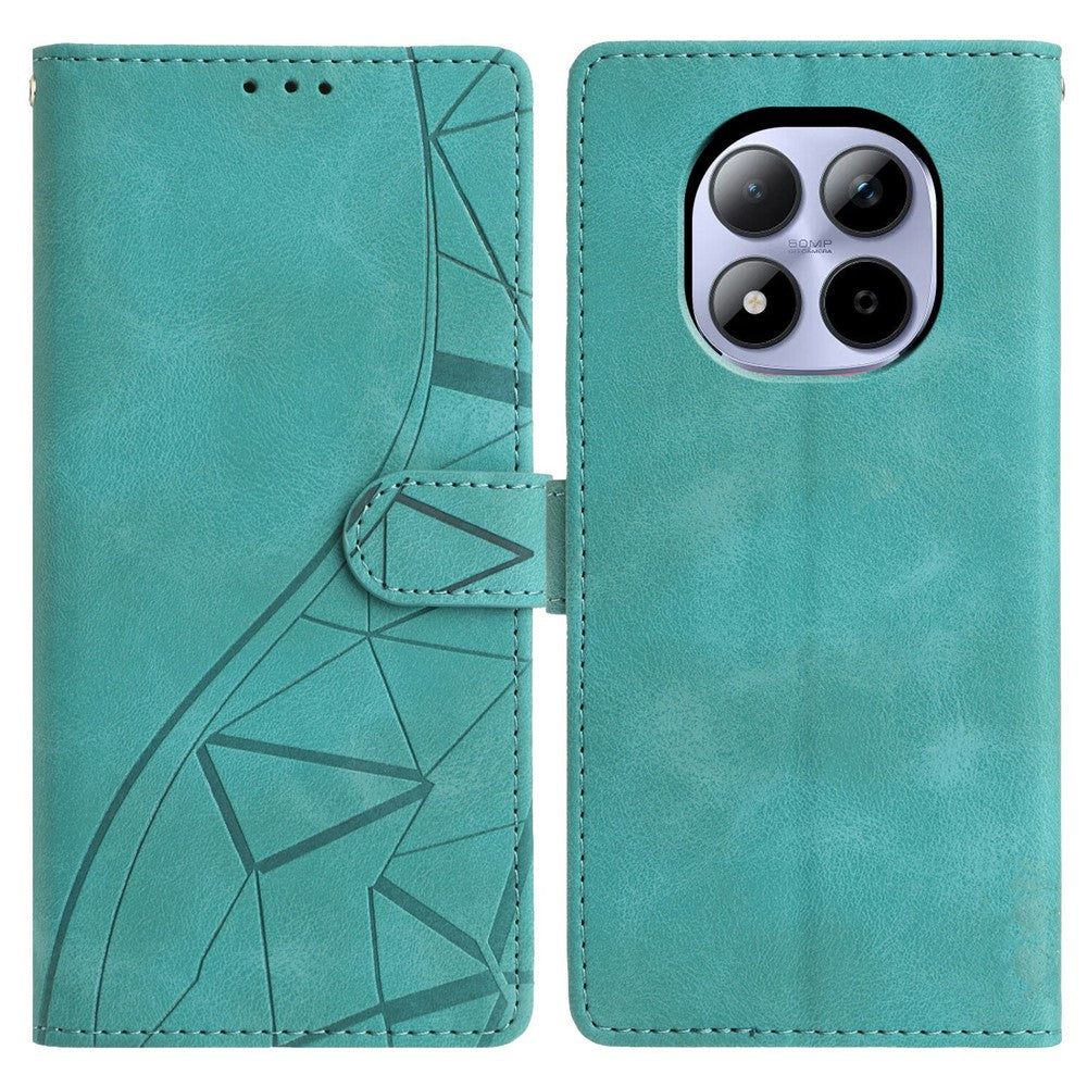 For Xiaomi Redmi Note 15 Pro 5G (Global) Case Wallet Stand Imprinted Triangle Pattern Leather Phone Flip Cover - Green