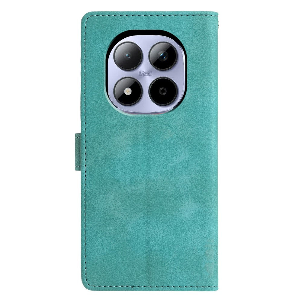 For Xiaomi Redmi Note 15 Pro 5G (Global) Case Wallet Stand Imprinted Triangle Pattern Leather Phone Flip Cover - Green