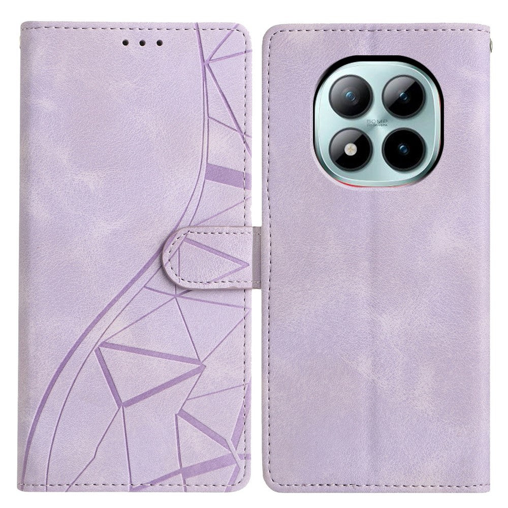 For Xiaomi Poco M8 Pro 5G / Redmi Note 15 Pro+ 5G (Global) Case Wallet Stand Imprinted Triangle Pattern Leather Phone Flip Cover - Purple
