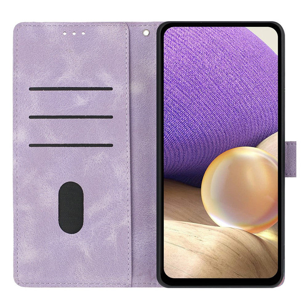 For Xiaomi Poco M8 Pro 5G / Redmi Note 15 Pro+ 5G (Global) Case Wallet Stand Imprinted Triangle Pattern Leather Phone Flip Cover - Purple