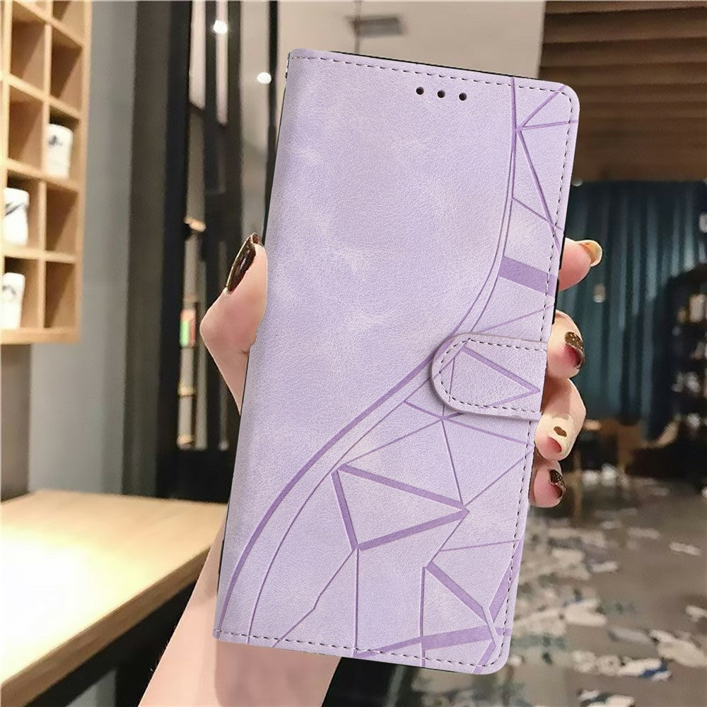 For Xiaomi Poco M8 Pro 5G / Redmi Note 15 Pro+ 5G (Global) Case Wallet Stand Imprinted Triangle Pattern Leather Phone Flip Cover - Purple