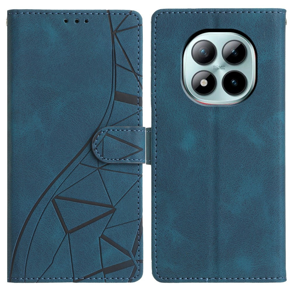 For Xiaomi Poco M8 Pro 5G / Redmi Note 15 Pro+ 5G (Global) Case Wallet Stand Imprinted Triangle Pattern Leather Phone Flip Cover - Blue
