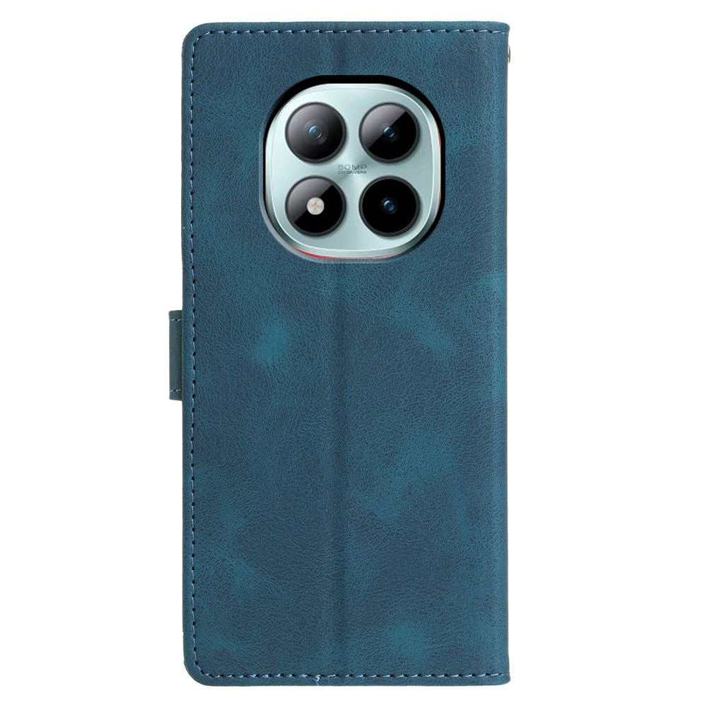 For Xiaomi Poco M8 Pro 5G / Redmi Note 15 Pro+ 5G (Global) Case Wallet Stand Imprinted Triangle Pattern Leather Phone Flip Cover - Blue