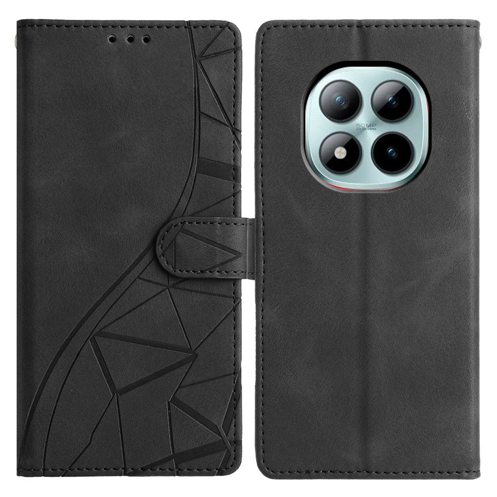 For Xiaomi Poco M8 Pro 5G / Redmi Note 15 Pro+ 5G (Global) Case Wallet Stand Imprinted Triangle Pattern Leather Phone Flip Cover - Black