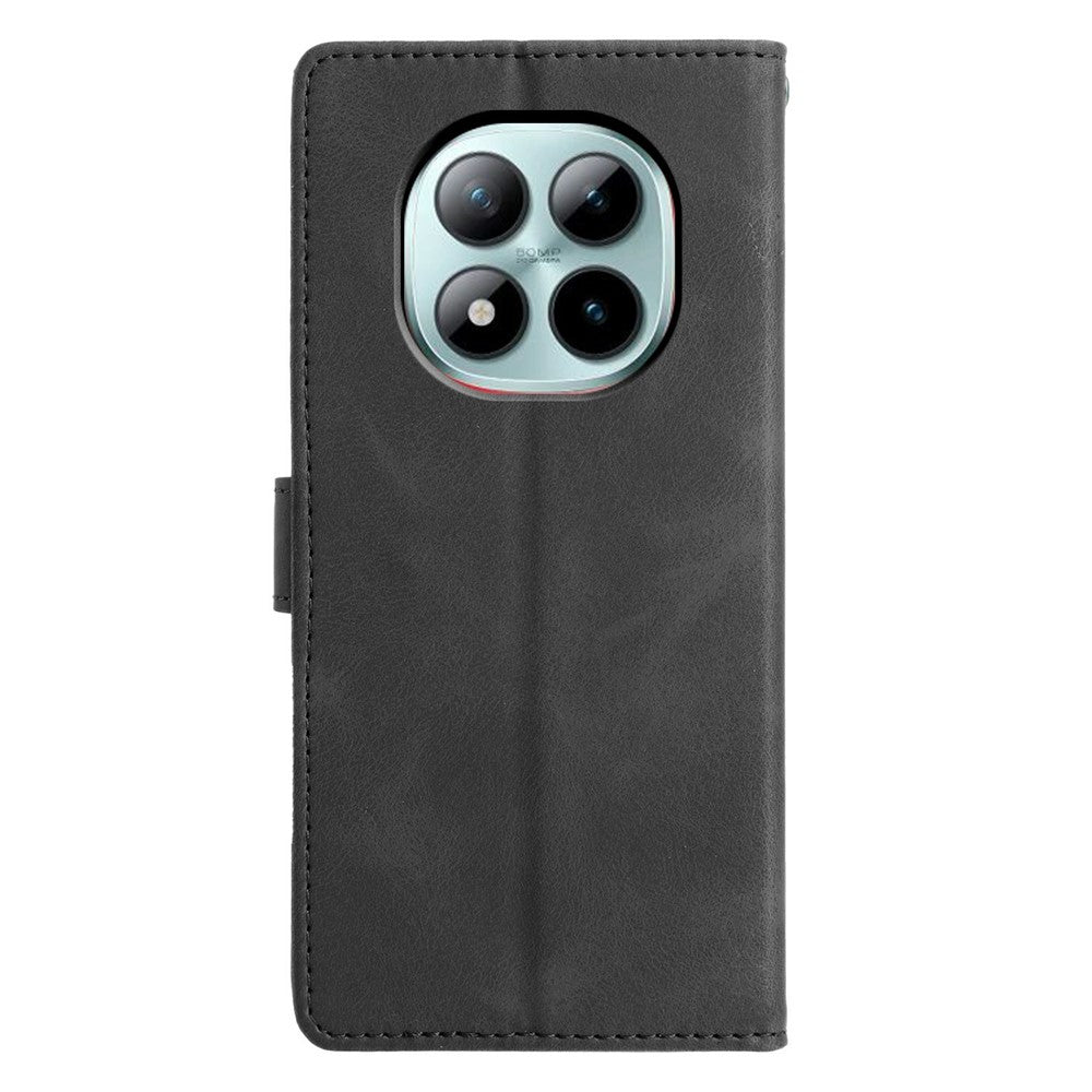 For Xiaomi Poco M8 Pro 5G / Redmi Note 15 Pro+ 5G (Global) Case Wallet Stand Imprinted Triangle Pattern Leather Phone Flip Cover - Black