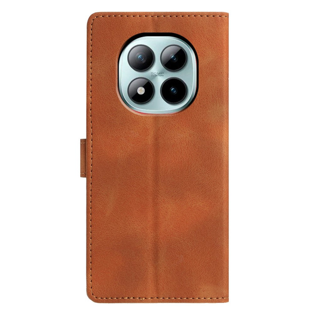 For Xiaomi Poco M8 Pro 5G / Redmi Note 15 Pro+ 5G (Global) Case Wallet Stand Imprinted Triangle Pattern Leather Phone Flip Cover - Brown
