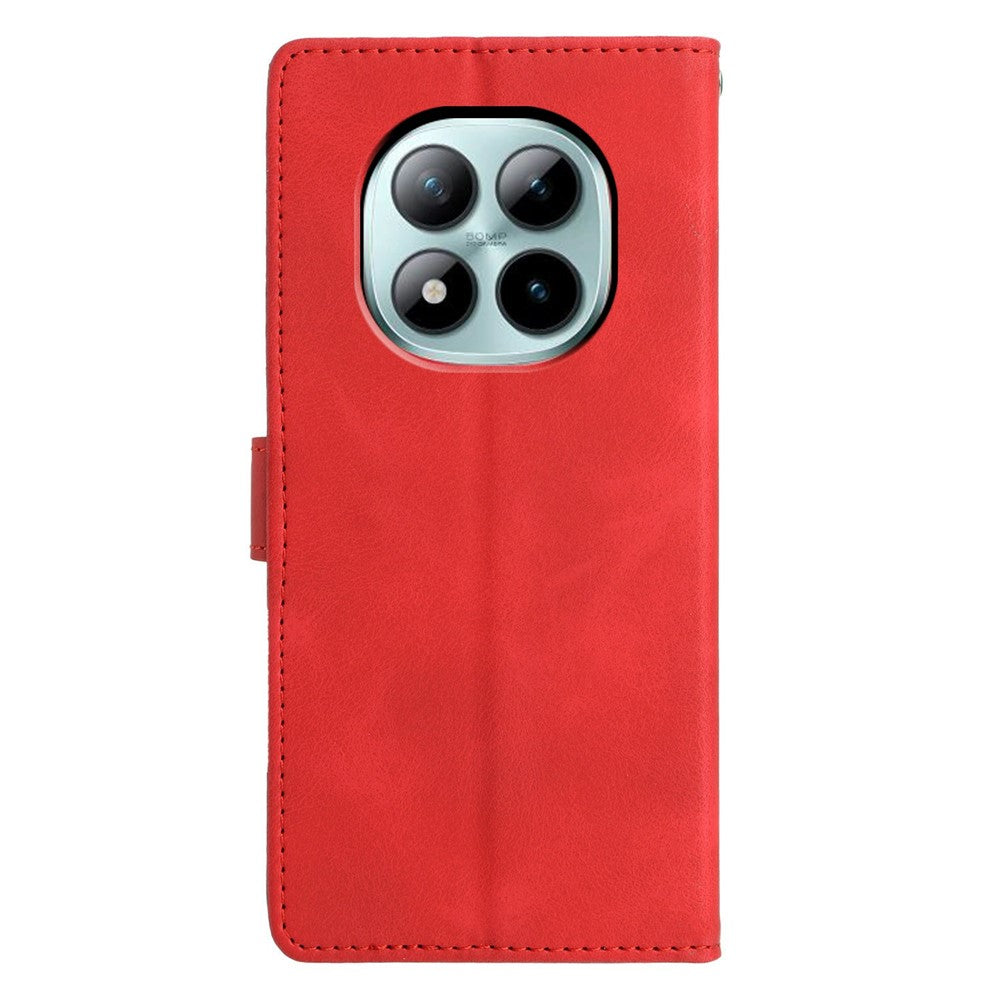 For Xiaomi Poco M8 Pro 5G / Redmi Note 15 Pro+ 5G (Global) Case Wallet Stand Imprinted Triangle Pattern Leather Phone Flip Cover - Red