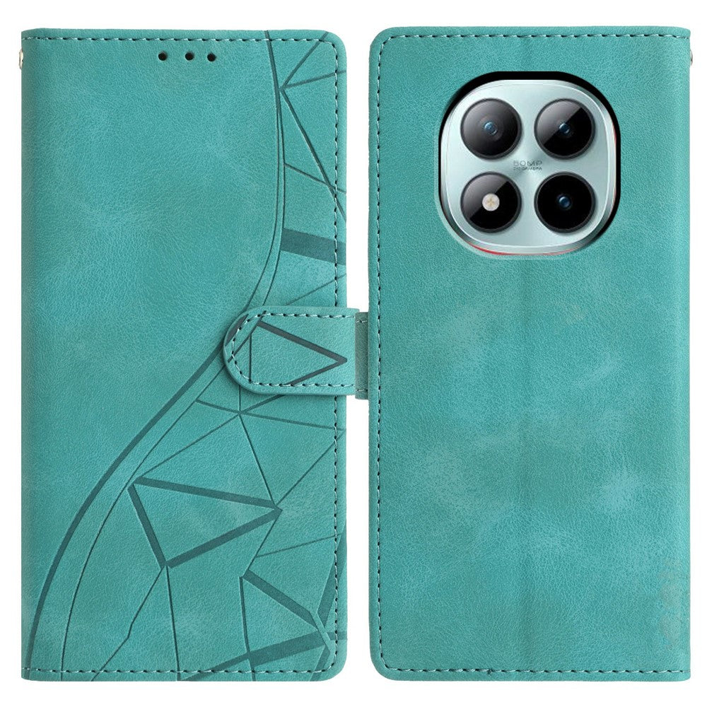 For Xiaomi Poco M8 Pro 5G / Redmi Note 15 Pro+ 5G (Global) Case Wallet Stand Imprinted Triangle Pattern Leather Phone Flip Cover - Green