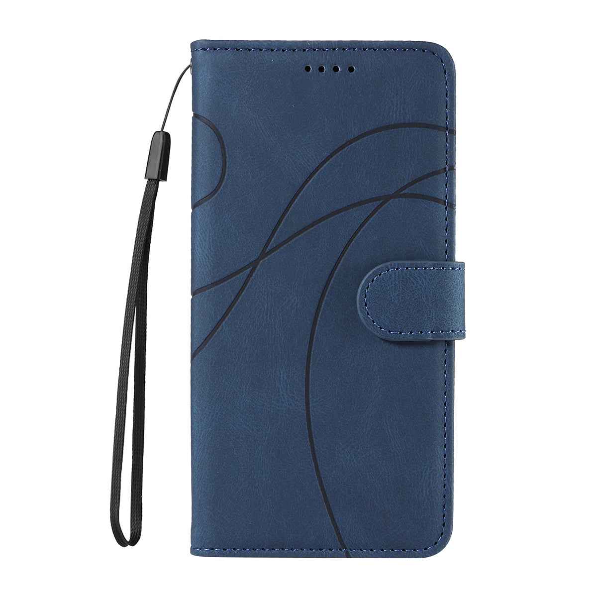 For Xiaomi 17 Pro Wallet Case Leather Phone Cover Stand with Curved Line Design - Blue