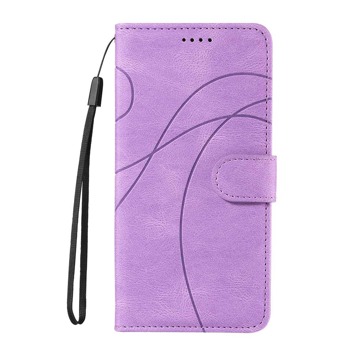 For Xiaomi 17 Pro Wallet Case Leather Phone Cover Stand with Curved Line Design -  Light Purple