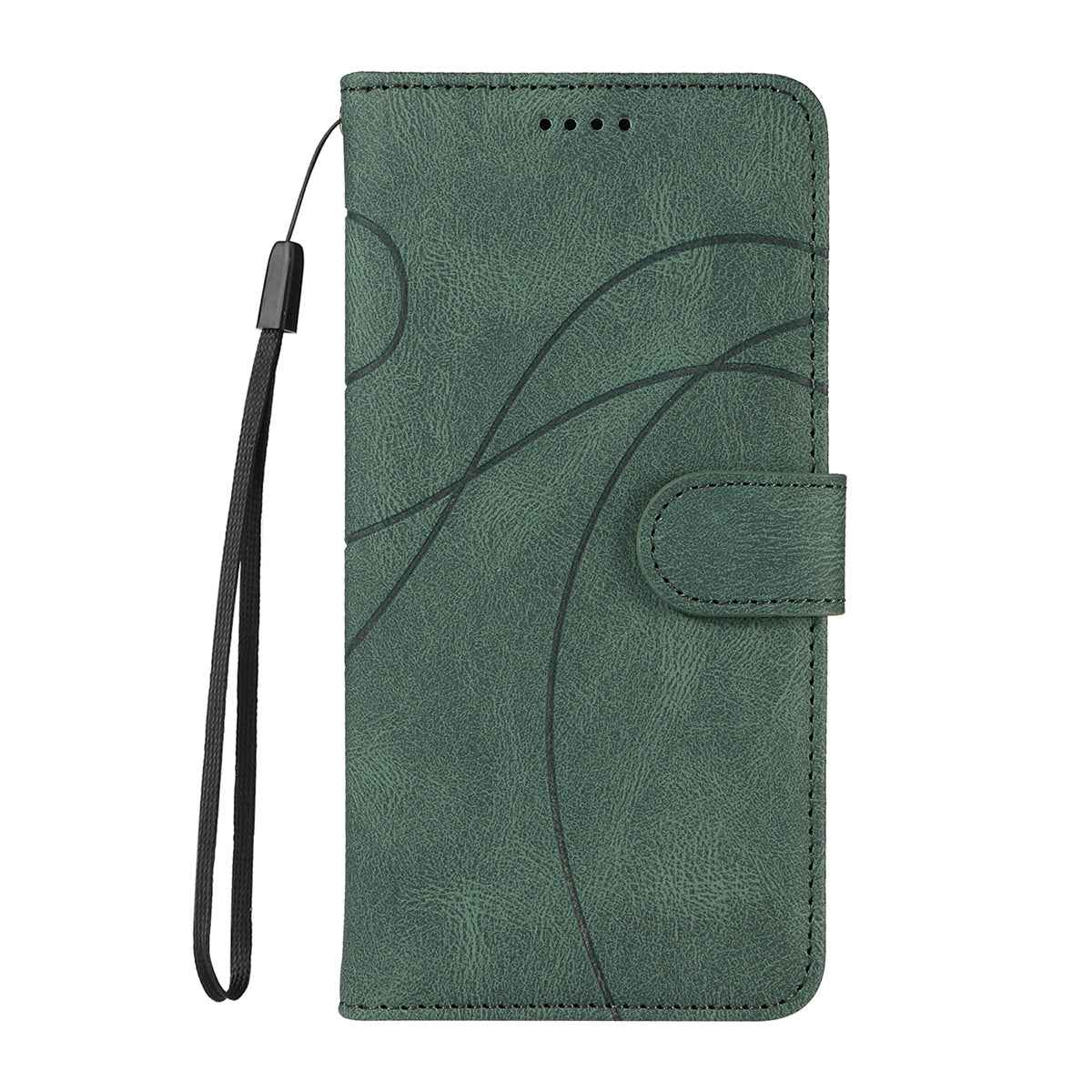 For Xiaomi 17 Pro Wallet Case Leather Phone Cover Stand with Curved Line Design - Green