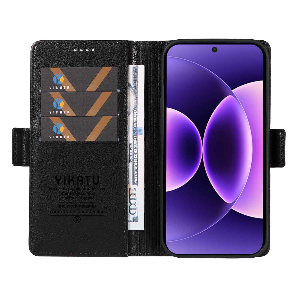 For Xiaomi 17 Pro Case YIKATU YK-007 Litchi Texture PU Leather Wallet Phone Cover - Black