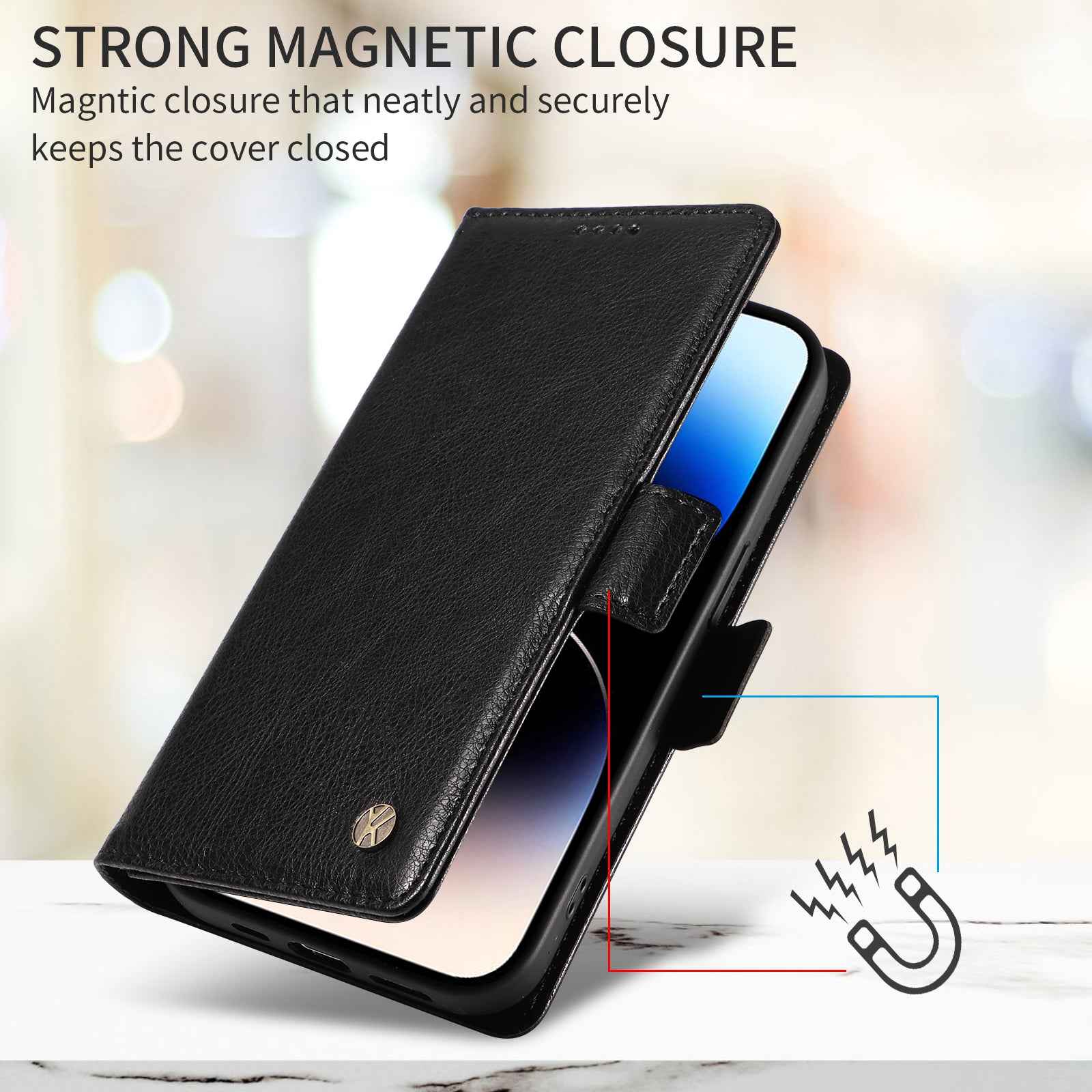 For Xiaomi 17 Pro Case YIKATU YK-007 Litchi Texture PU Leather Wallet Phone Cover - Black
