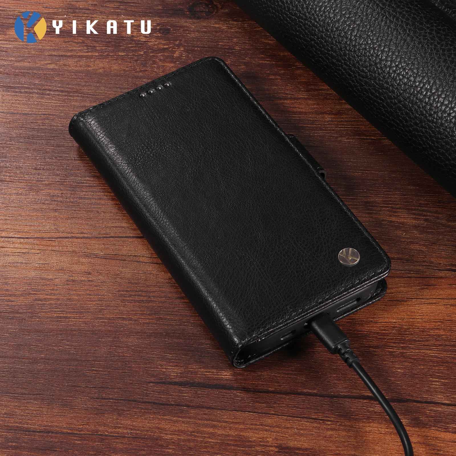 For Xiaomi 17 Pro Case YIKATU YK-007 Litchi Texture PU Leather Wallet Phone Cover - Black